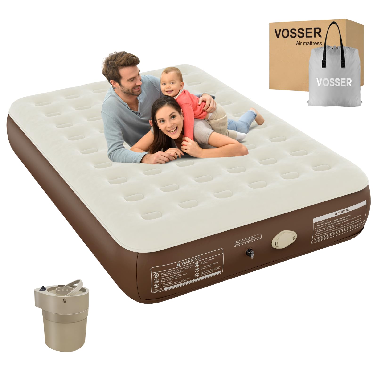 Air Mattress Queen With Built-In Pump,10' In High Self Inflatable Mattress With Cordless Pump, Blow Up Mattress With Flocked To